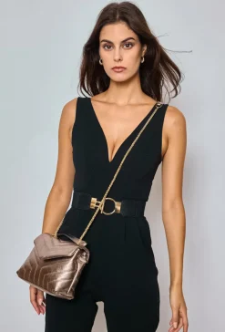 Fashion HippieChic Sac Matelassée en Métal Argenté