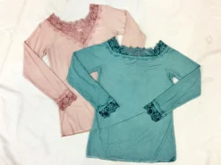 Shop HippieChic Sous Pull Uni avec Dentelles Noir