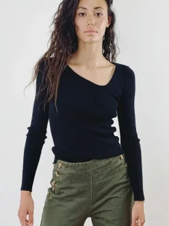 New HippieChic Top Asymétrique Noir