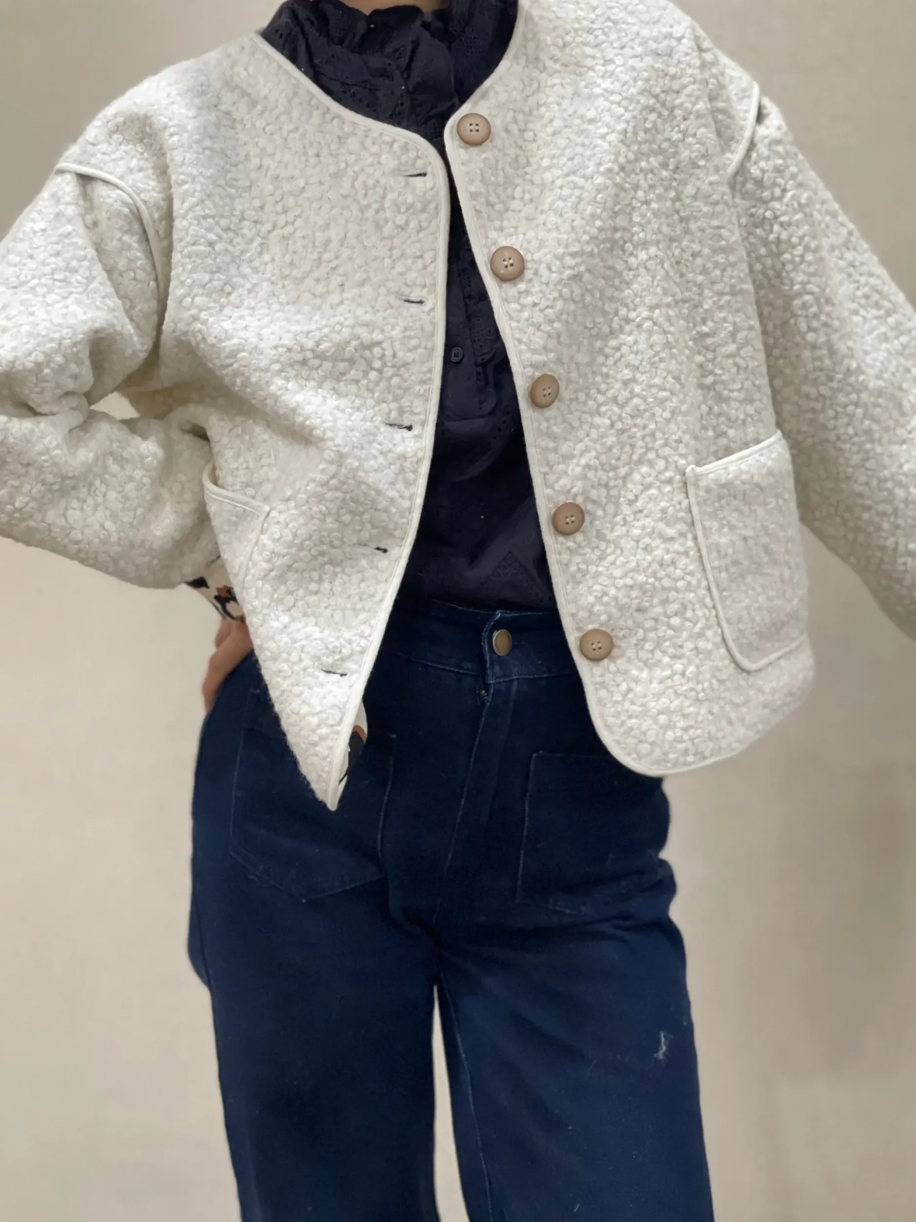 Cheap HippieChic Veste Bouclette Revers Léo