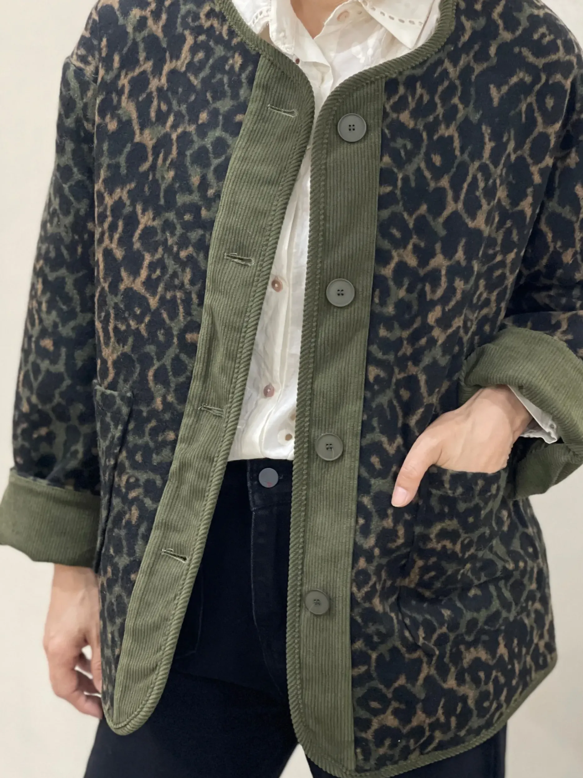 Discount HippieChic Veste en Laine Kaki Léo