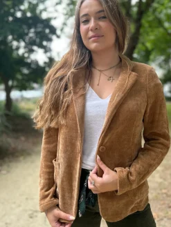 Best HippieChic veste en velours katell Marine