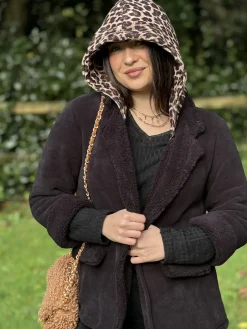 Sale HippieChic Veste Polaire Capuche Léopard