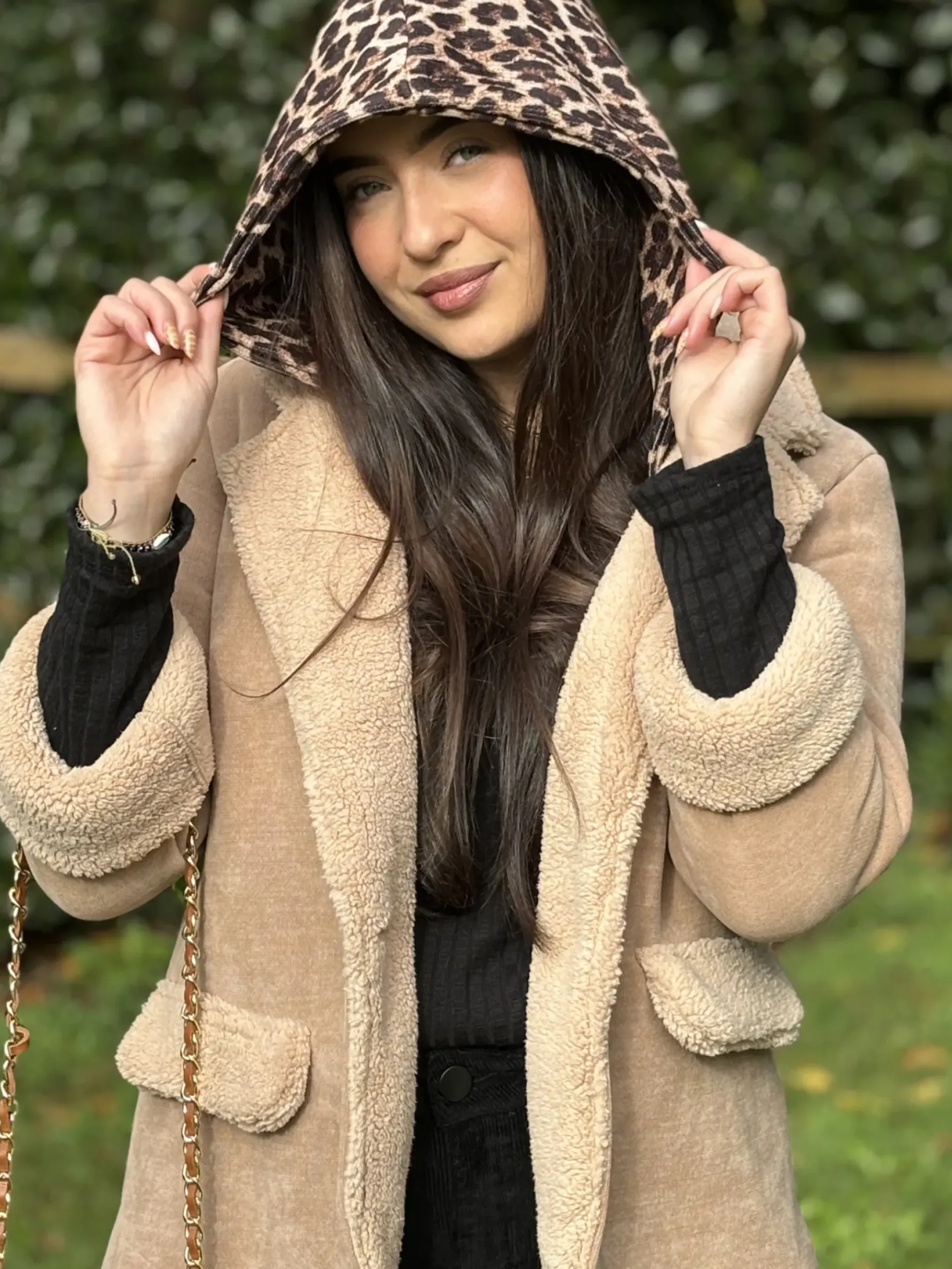 Sale HippieChic Veste Polaire Capuche Léopard